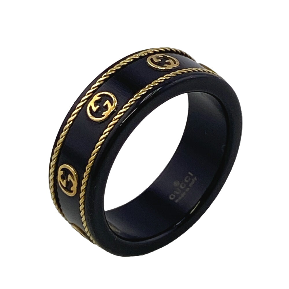 GUCCI Ring K18 Gold black Interlocking G