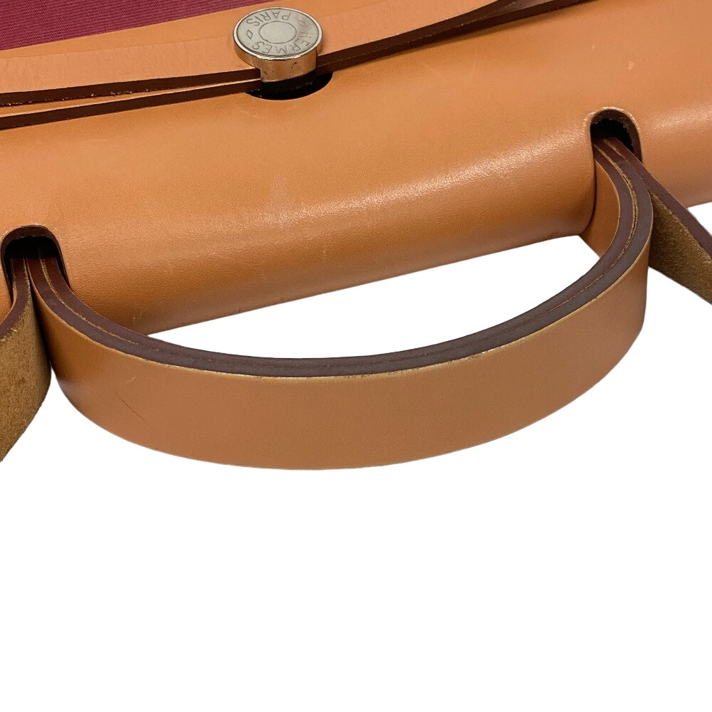 HERMES Handbag Leather, Canvas Brown Herbag Zip MM