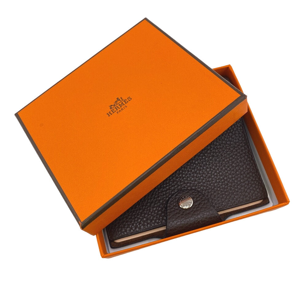HERMES Notebook cover leather Brown Uris mini