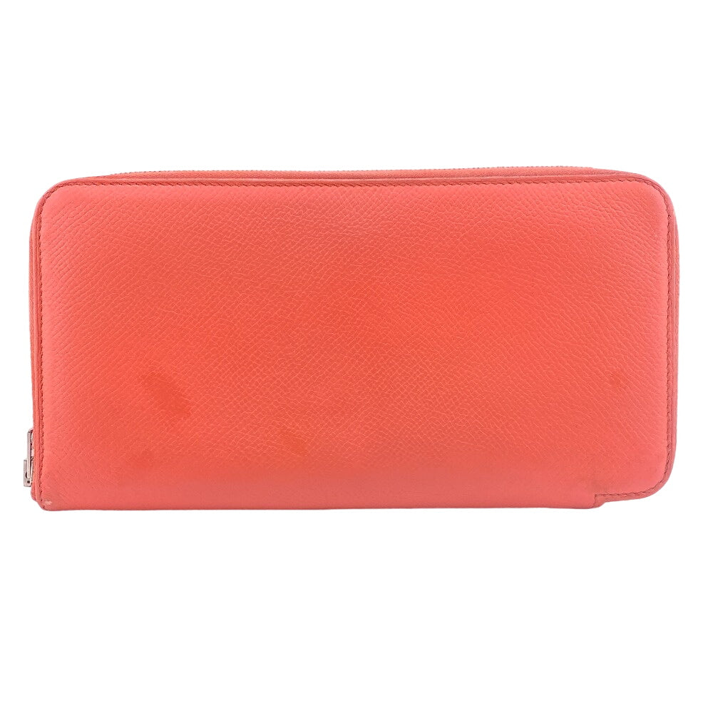 HERMES Long Wallet Purse leather pink Azap long silk in