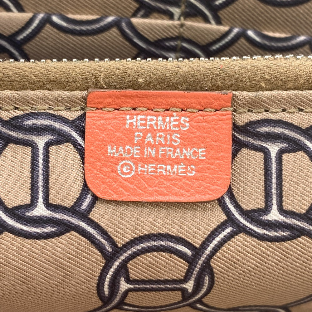 HERMES Long Wallet Purse leather pink Azap long silk in
