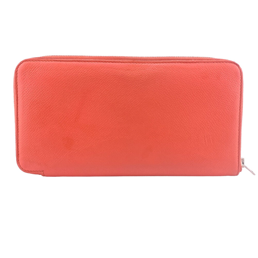 HERMES Long Wallet Purse leather pink Azap long silk in