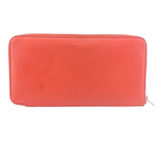 HERMES Long Wallet Purse leather pink Azap long silk in