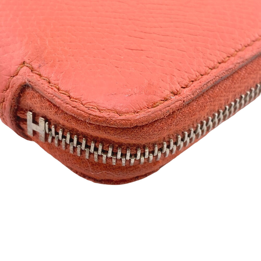 HERMES Long Wallet Purse leather pink Azap long silk in