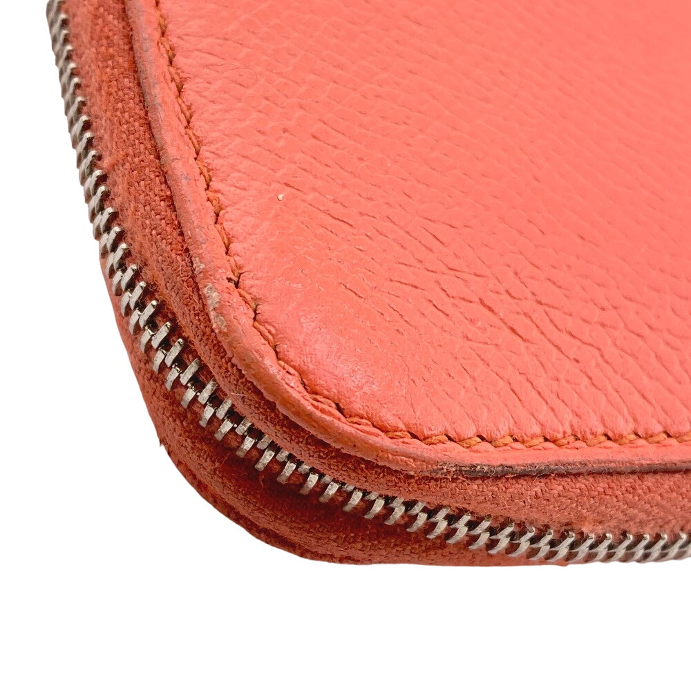 HERMES Long Wallet Purse leather pink Azap long silk in