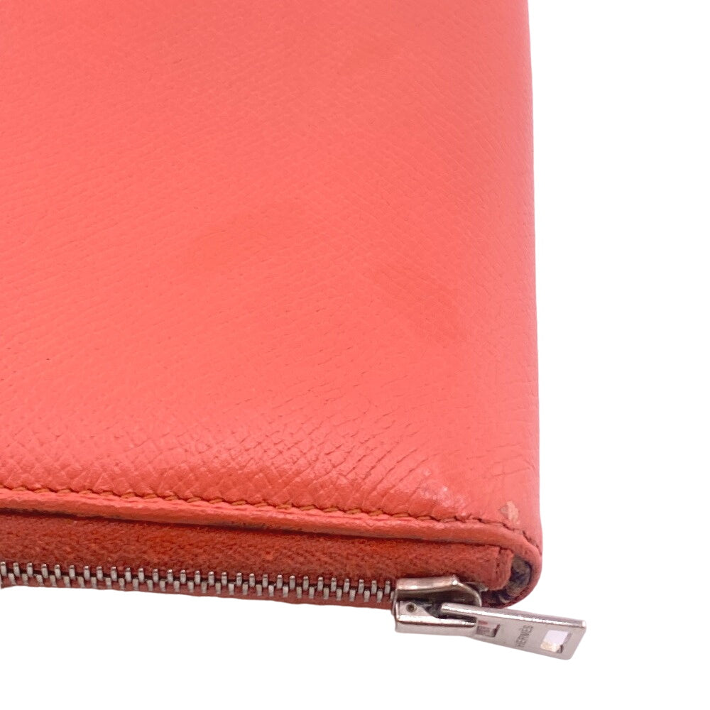 HERMES Long Wallet Purse leather pink Azap long silk in