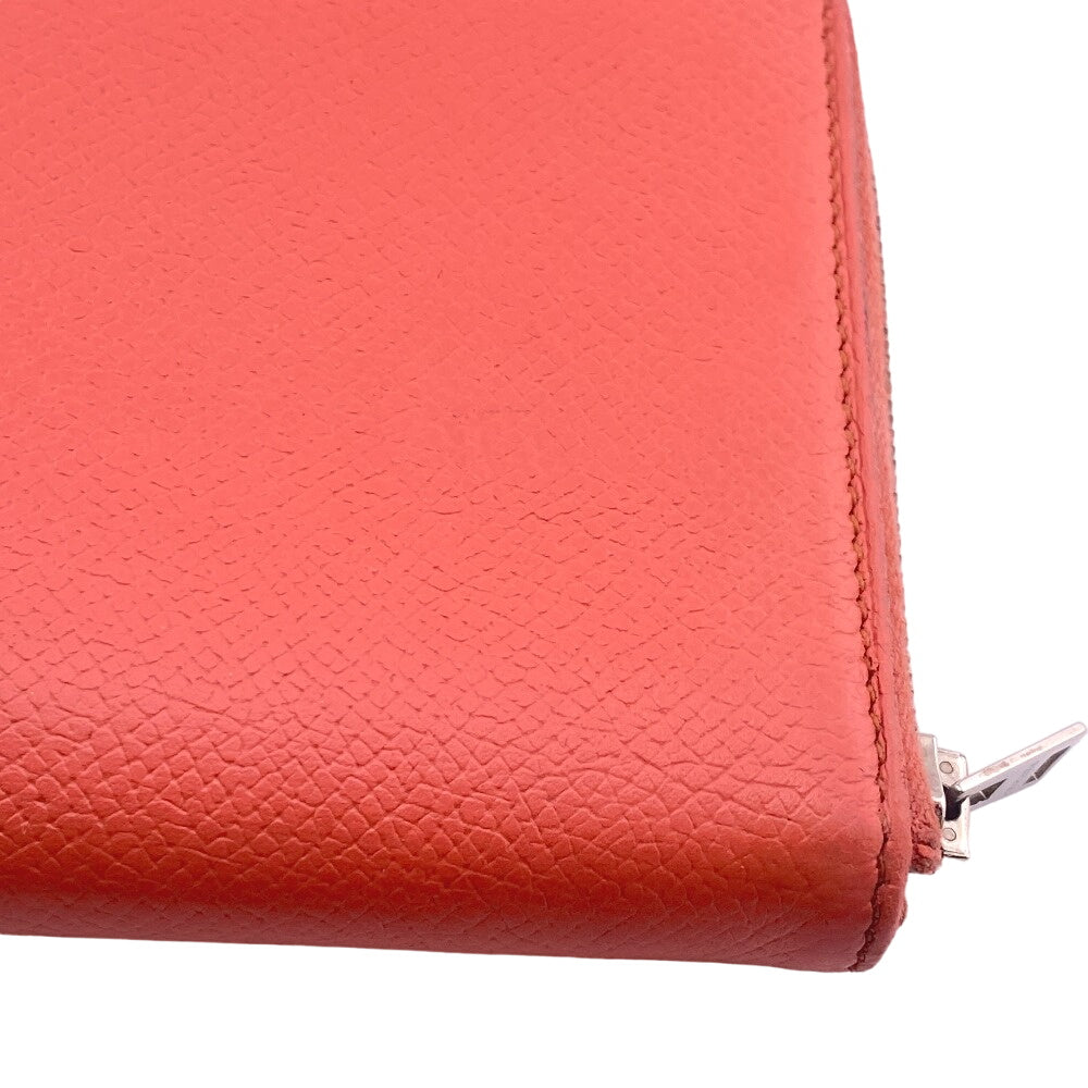 HERMES Long Wallet Purse leather pink Azap long silk in