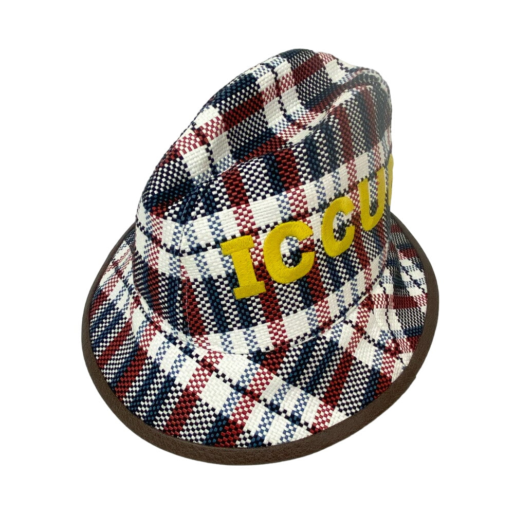 GUCCI hat 660155 straw multicolor check L