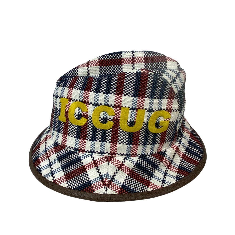 GUCCI hat 660155 straw multicolor check L