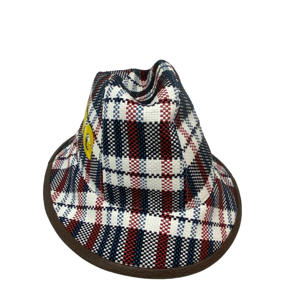 GUCCI hat 660155 straw multicolor check L