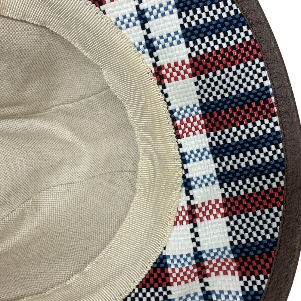 GUCCI hat 660155 straw multicolor check L