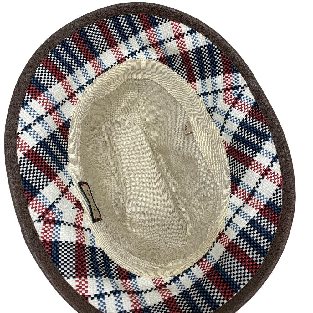 GUCCI hat 660155 straw multicolor check L