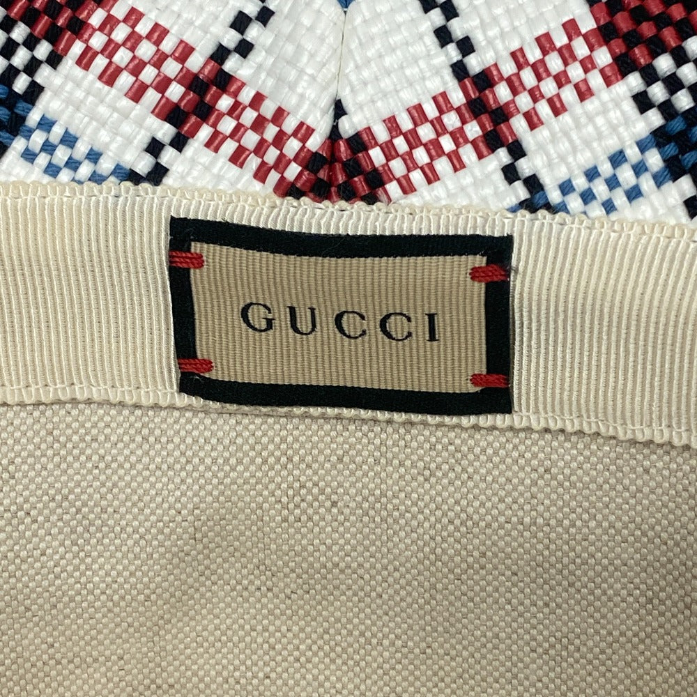 GUCCI hat 660155 straw multicolor check L