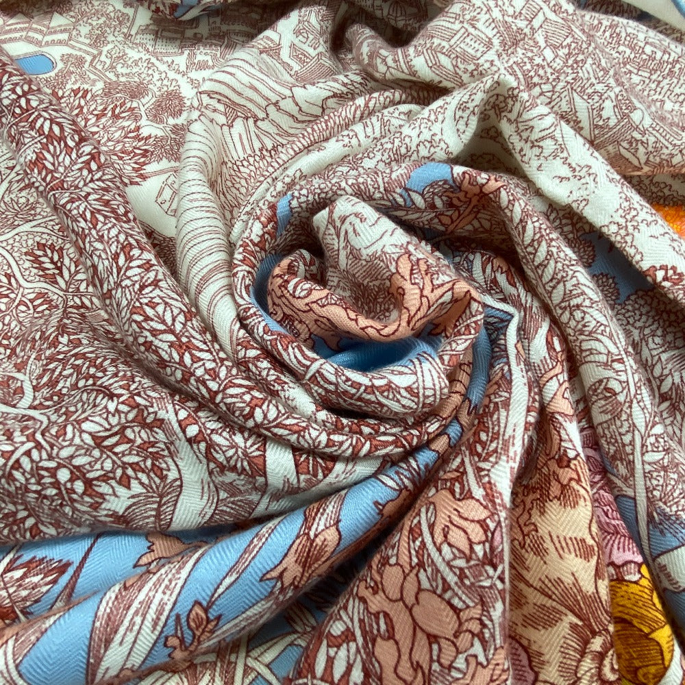 HERMES scarf Cashmere, Silk Red Retour a la Nature Caregean