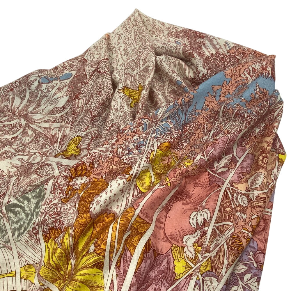 HERMES scarf Cashmere, Silk Red Retour a la Nature Caregean