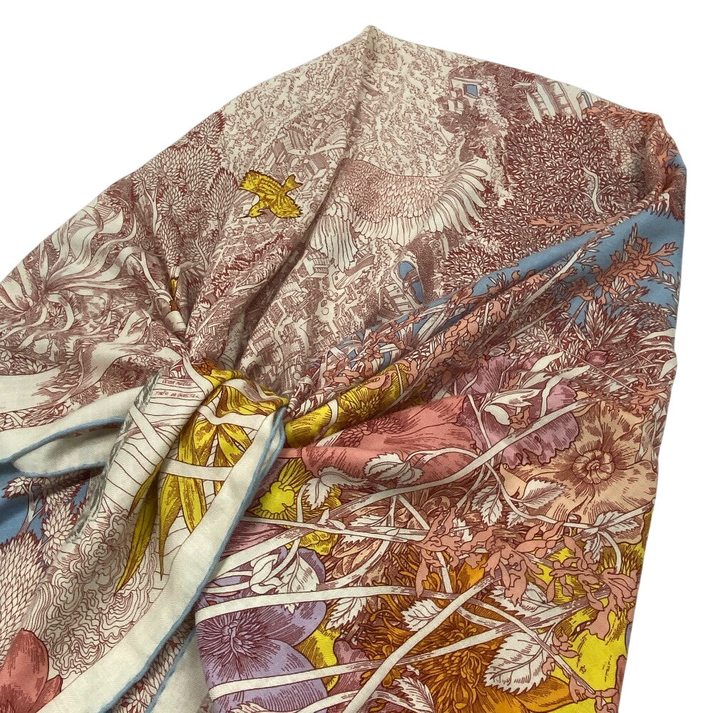 HERMES scarf Cashmere, Silk Red Retour a la Nature Caregean