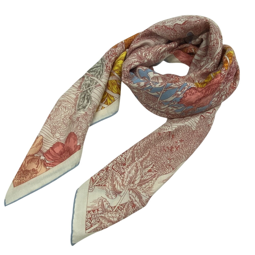 HERMES scarf Cashmere, Silk Red Retour a la Nature Caregean