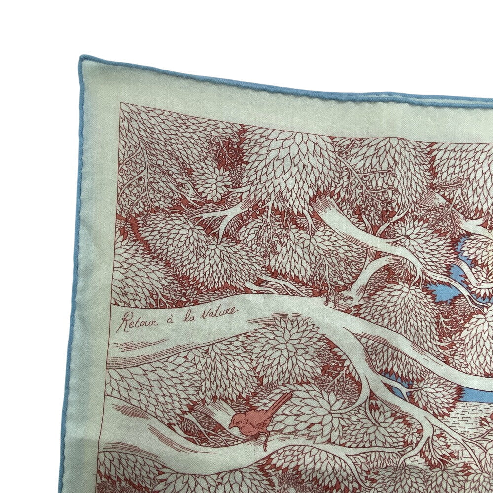 HERMES scarf Cashmere, Silk Red Retour a la Nature Caregean