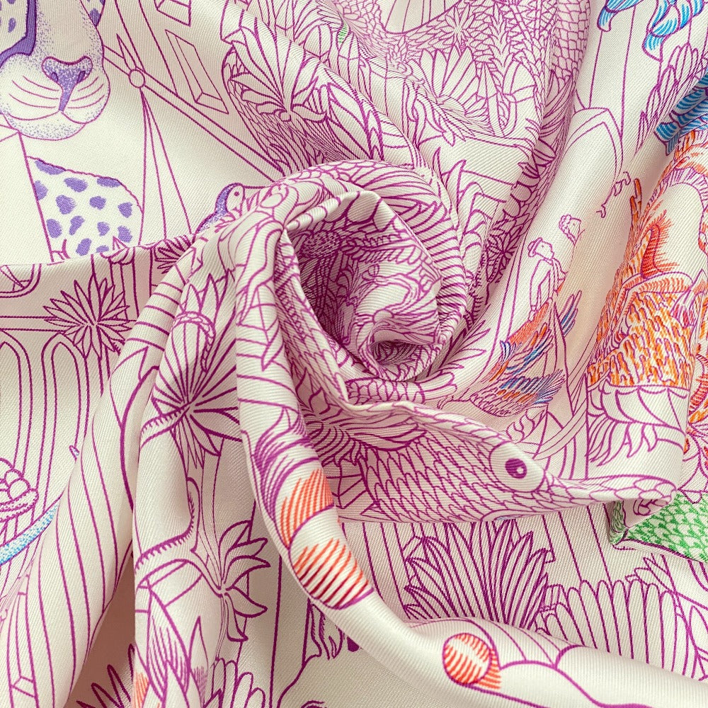 HERMES scarf silk pink Animapolis Animapolis Carre90