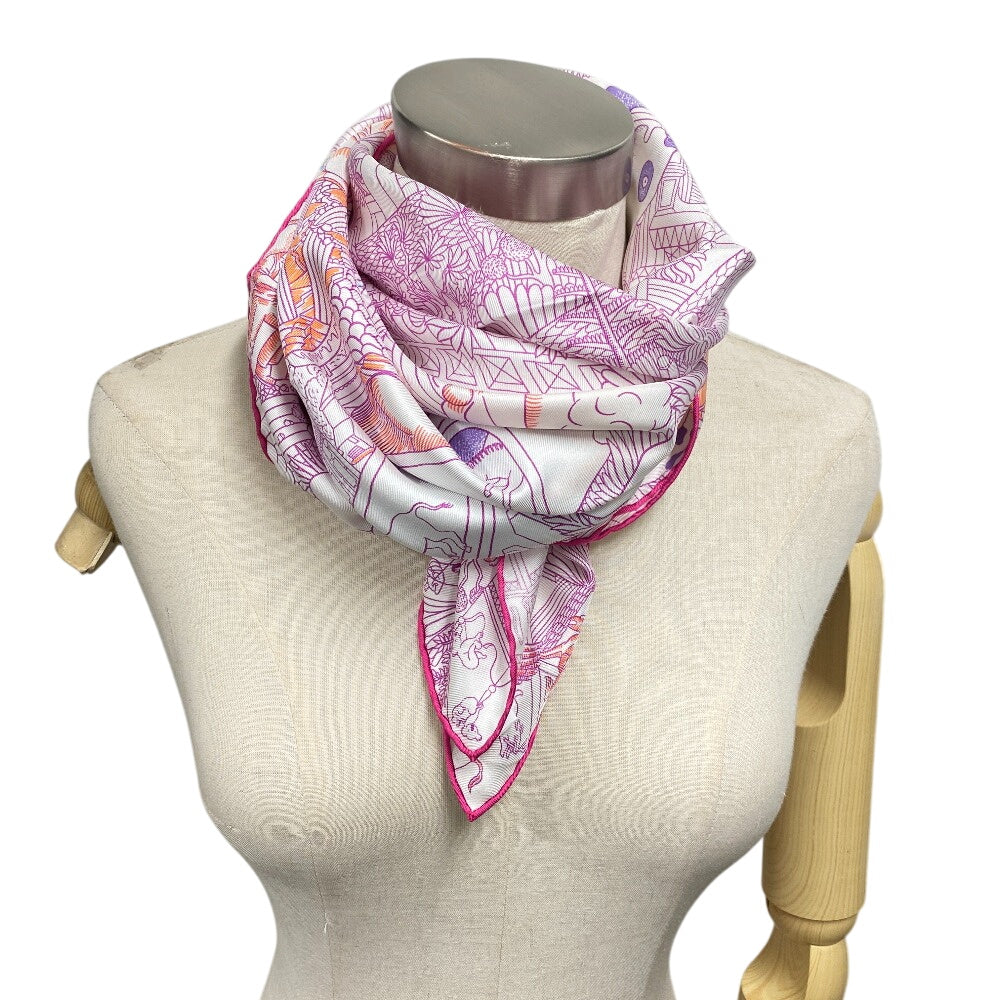 HERMES scarf silk pink Animapolis Animapolis Carre90