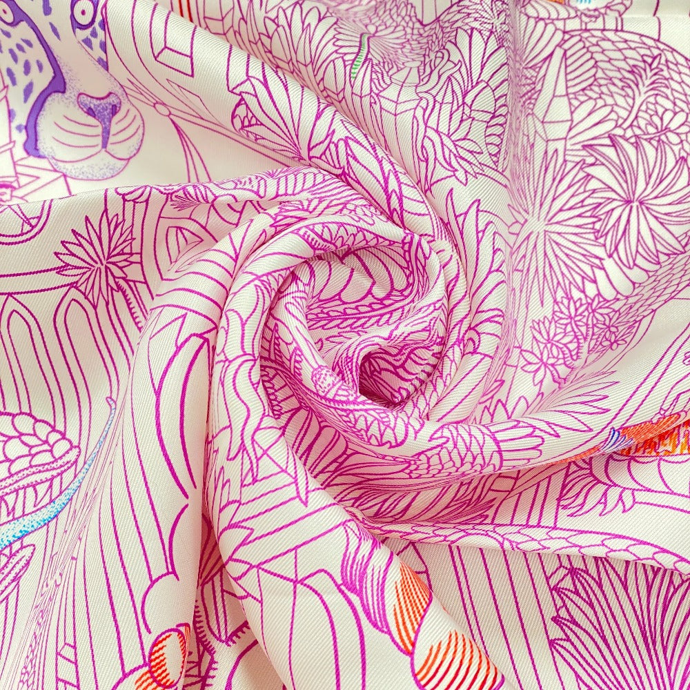 HERMES scarf silk pink Animapolis Animapolis Carre90