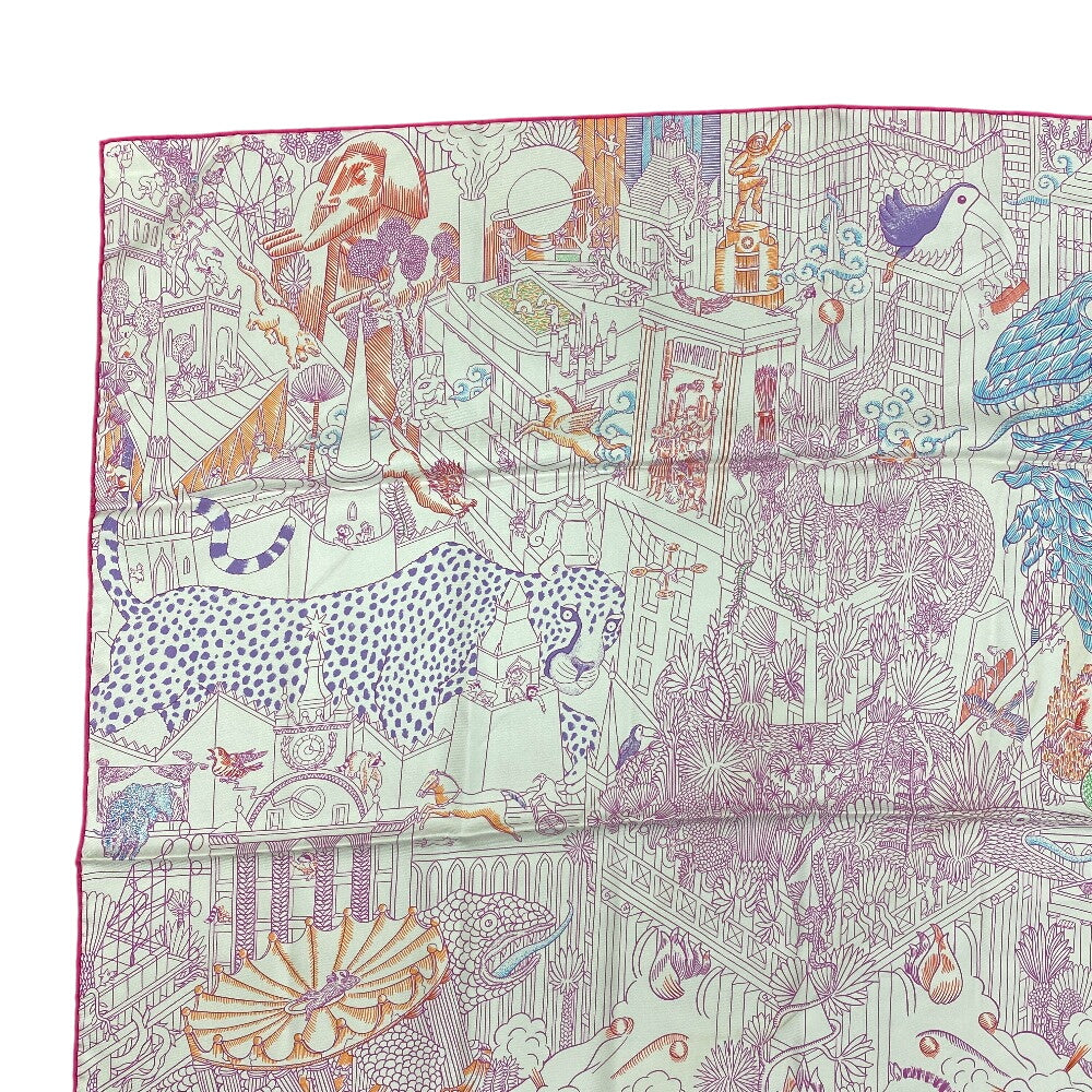 HERMES scarf silk pink Animapolis Animapolis Carre90