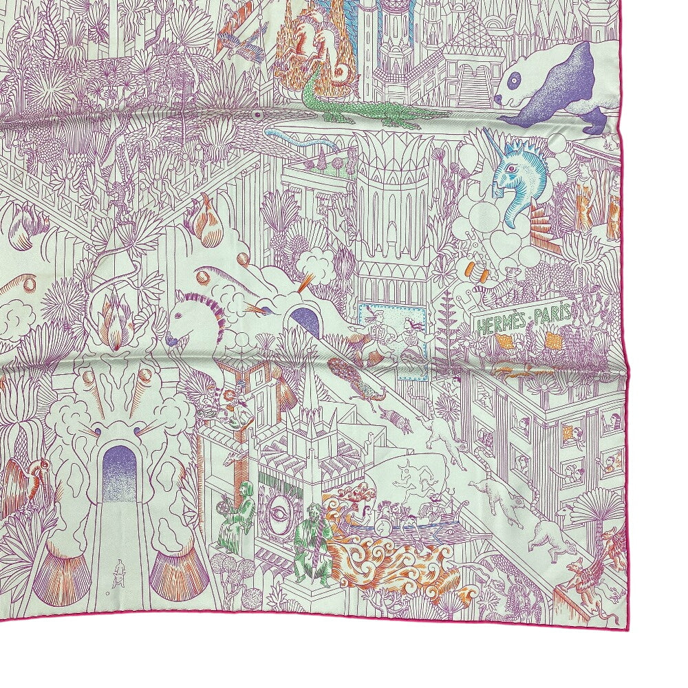 HERMES scarf silk pink Animapolis Animapolis Carre90