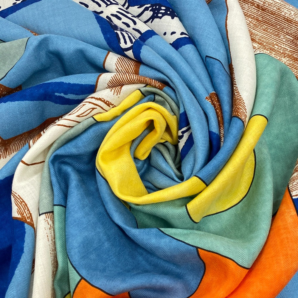 HERMES scarf Silk, Cashmere beige Cashmere x silk Caregean