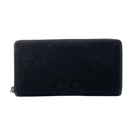 GUCCI Long Wallet Purse 699316 Canvas, Leather black Jumbo GG Zippy wallet
