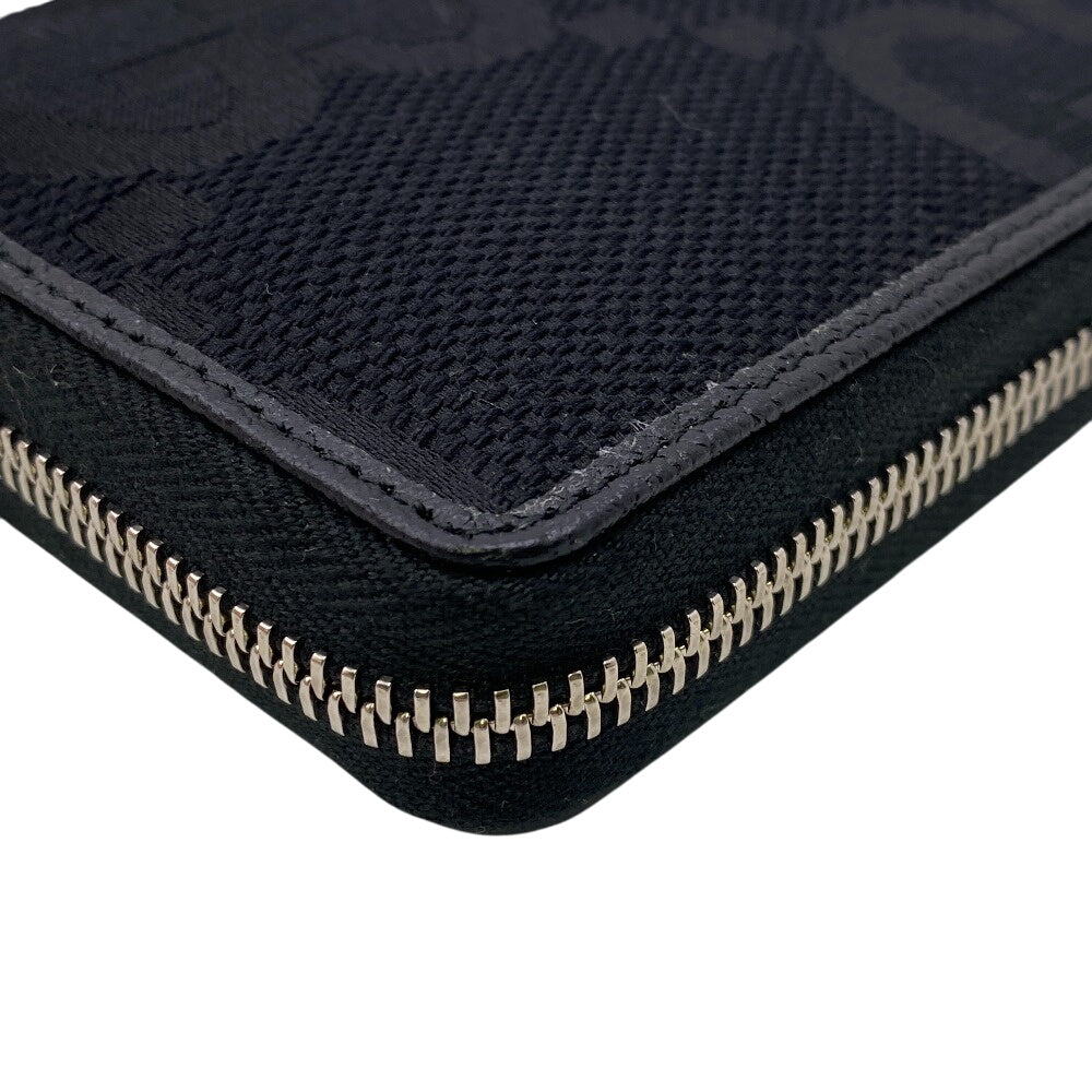 GUCCI Long Wallet Purse 699316 Canvas, Leather black Jumbo GG Zippy wallet