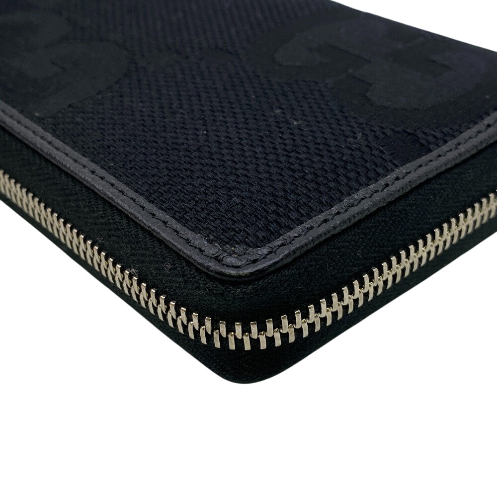 GUCCI Long Wallet Purse 699316 Canvas, Leather black Jumbo GG Zippy wallet