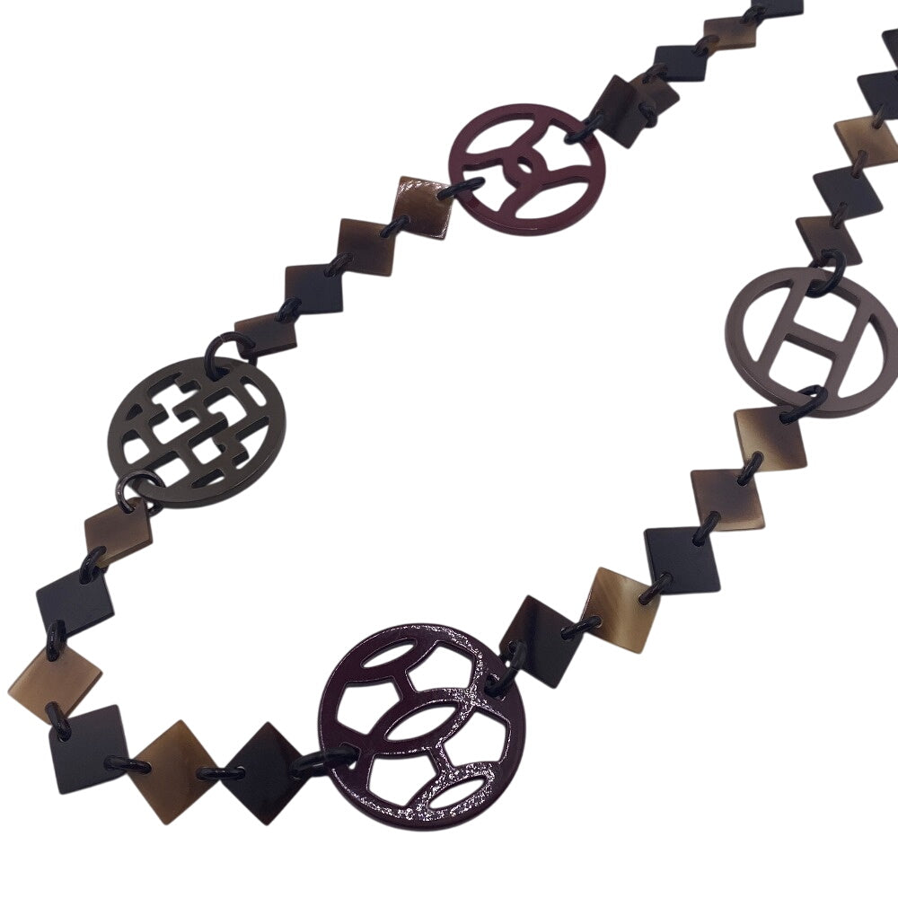 HERMES Necklace Buffalo horn Brown Buffalo horn Diva