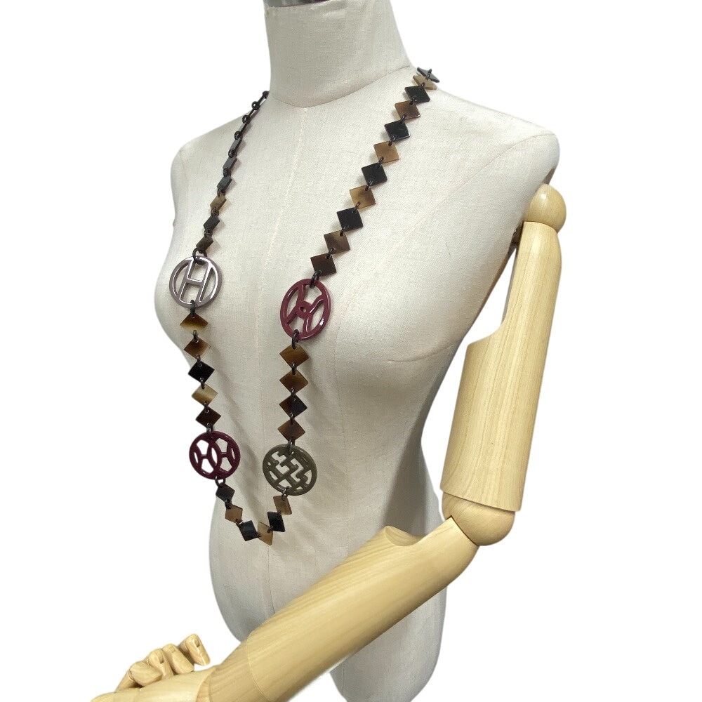 HERMES Necklace Buffalo horn Brown Buffalo horn Diva