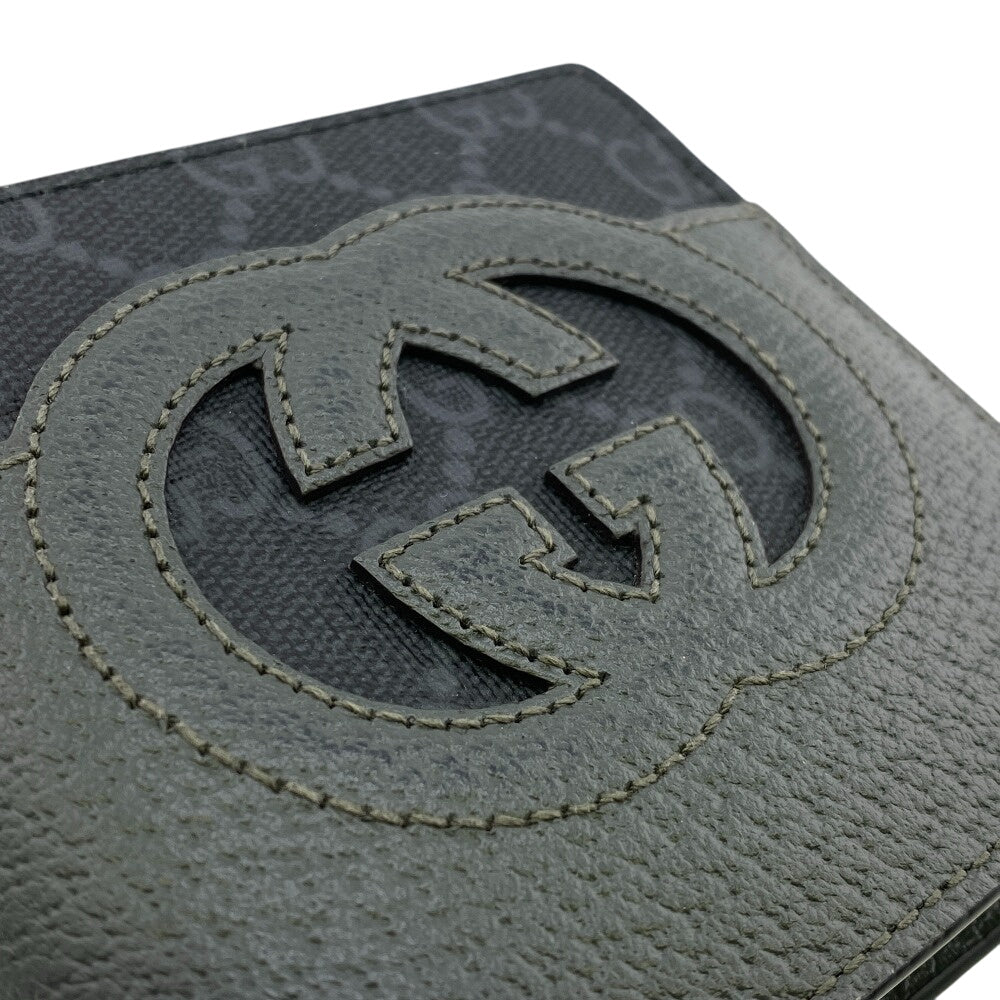 GUCCI Bifold Wallet 701417 Canvas, Leather black GG Supreme Coin wallet
