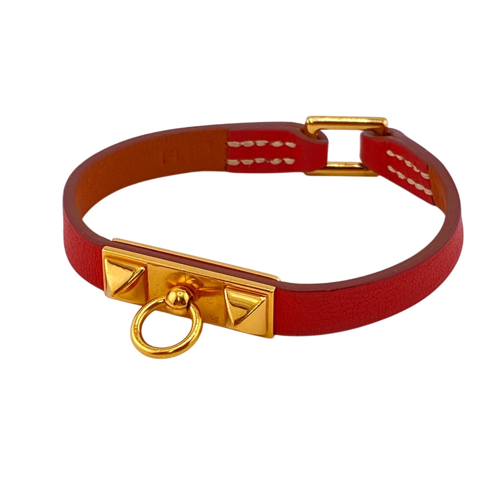 HERMES bracelet leather Red reval mini XS