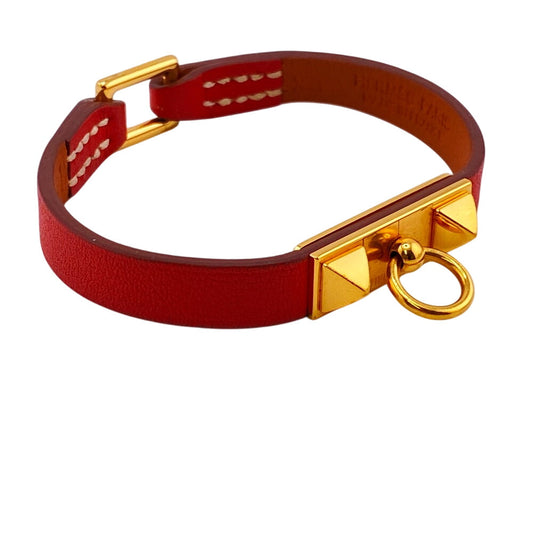 HERMES bracelet leather Red reval mini XS