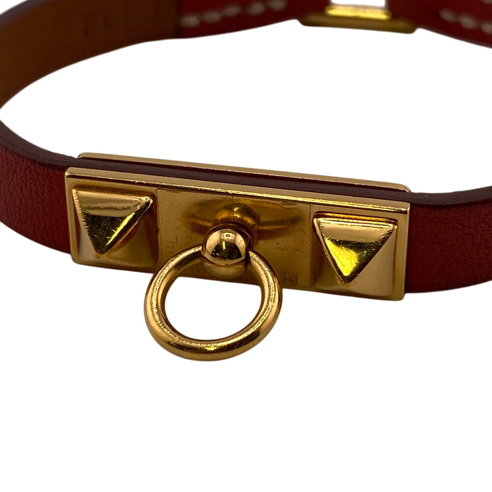 HERMES bracelet leather Red reval mini XS