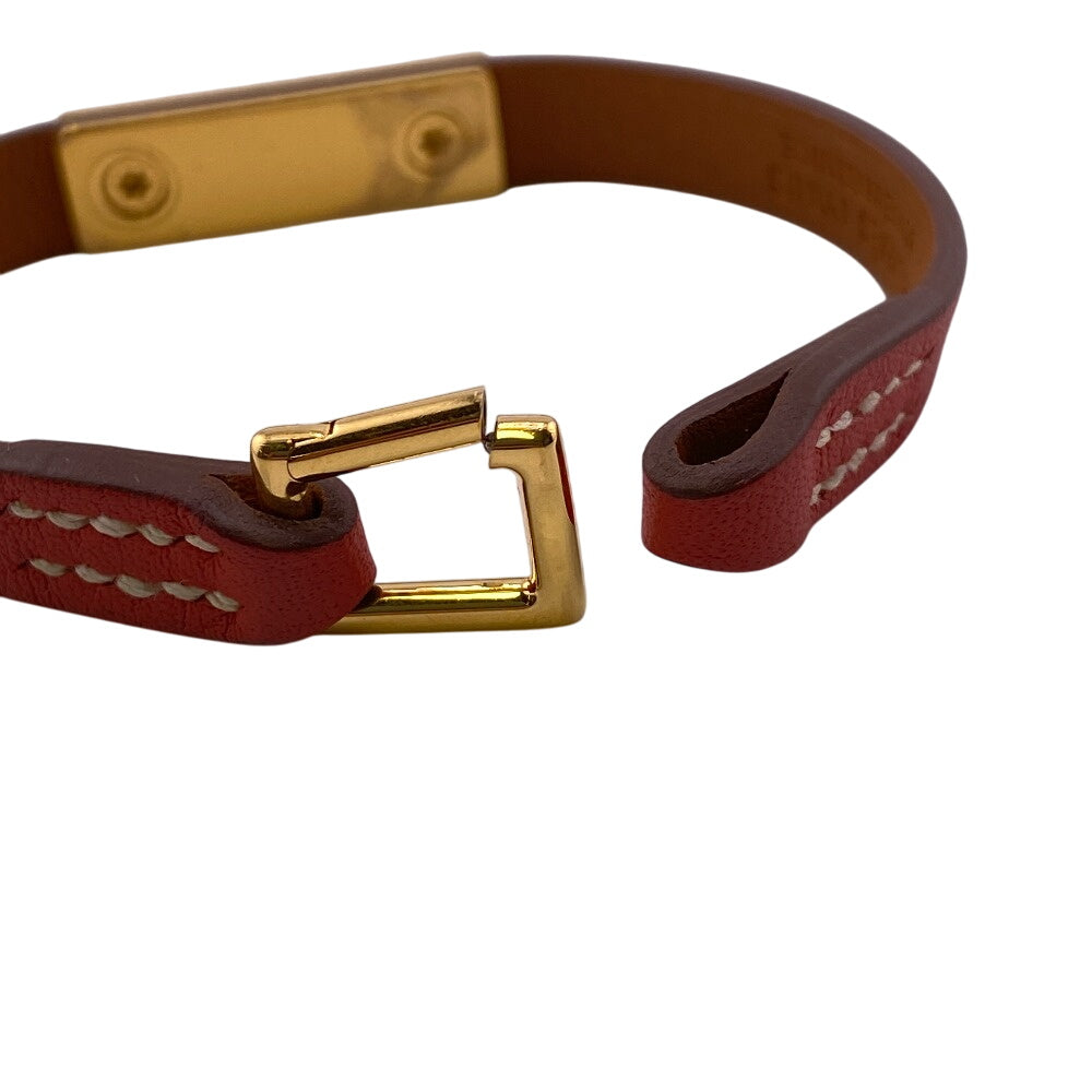 HERMES bracelet leather Red reval mini XS