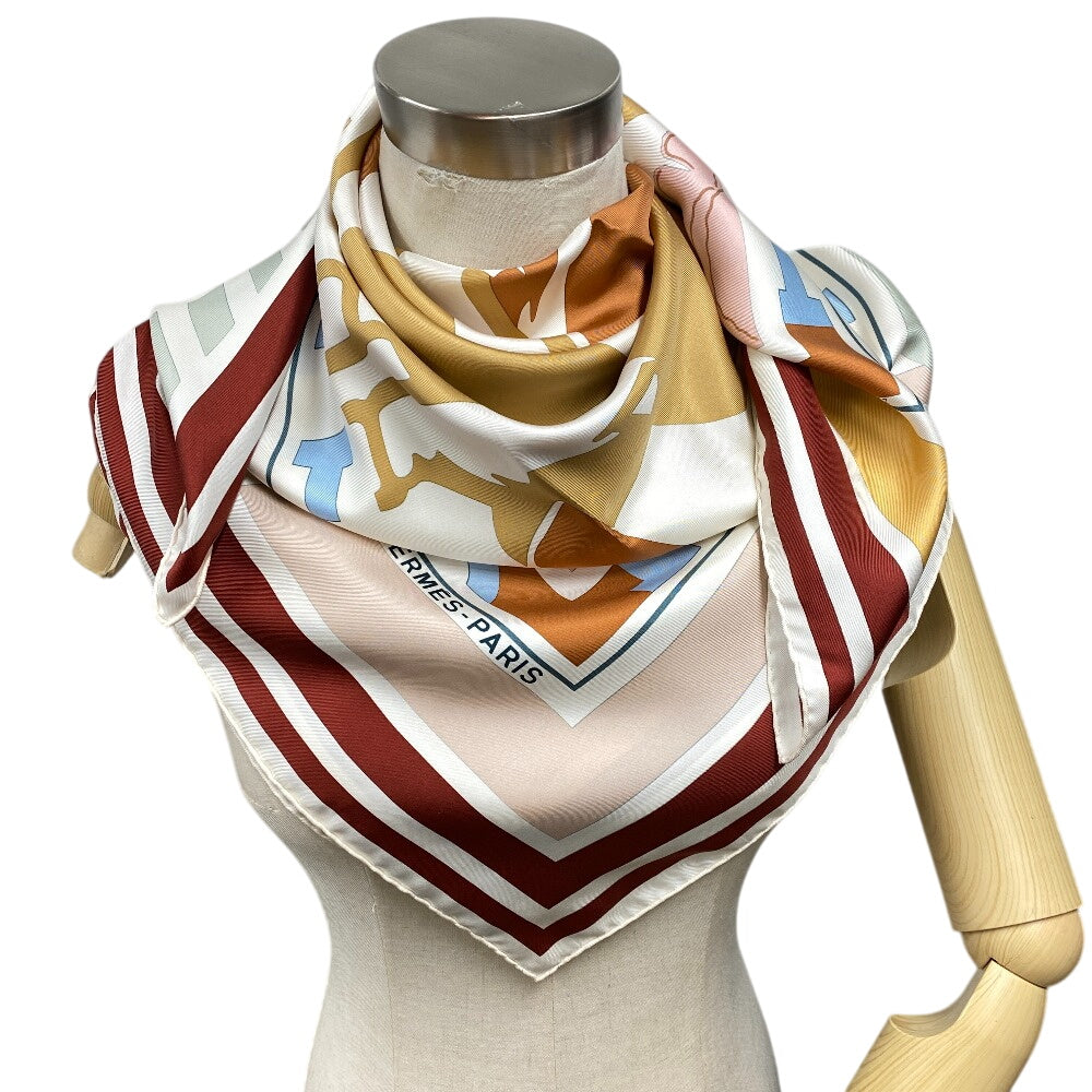 HERMES scarf silk white Carre
