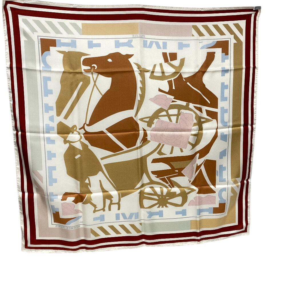 HERMES scarf silk white Carre