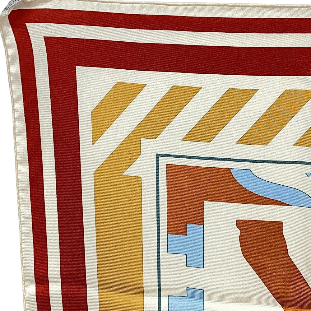 HERMES scarf silk white Carre