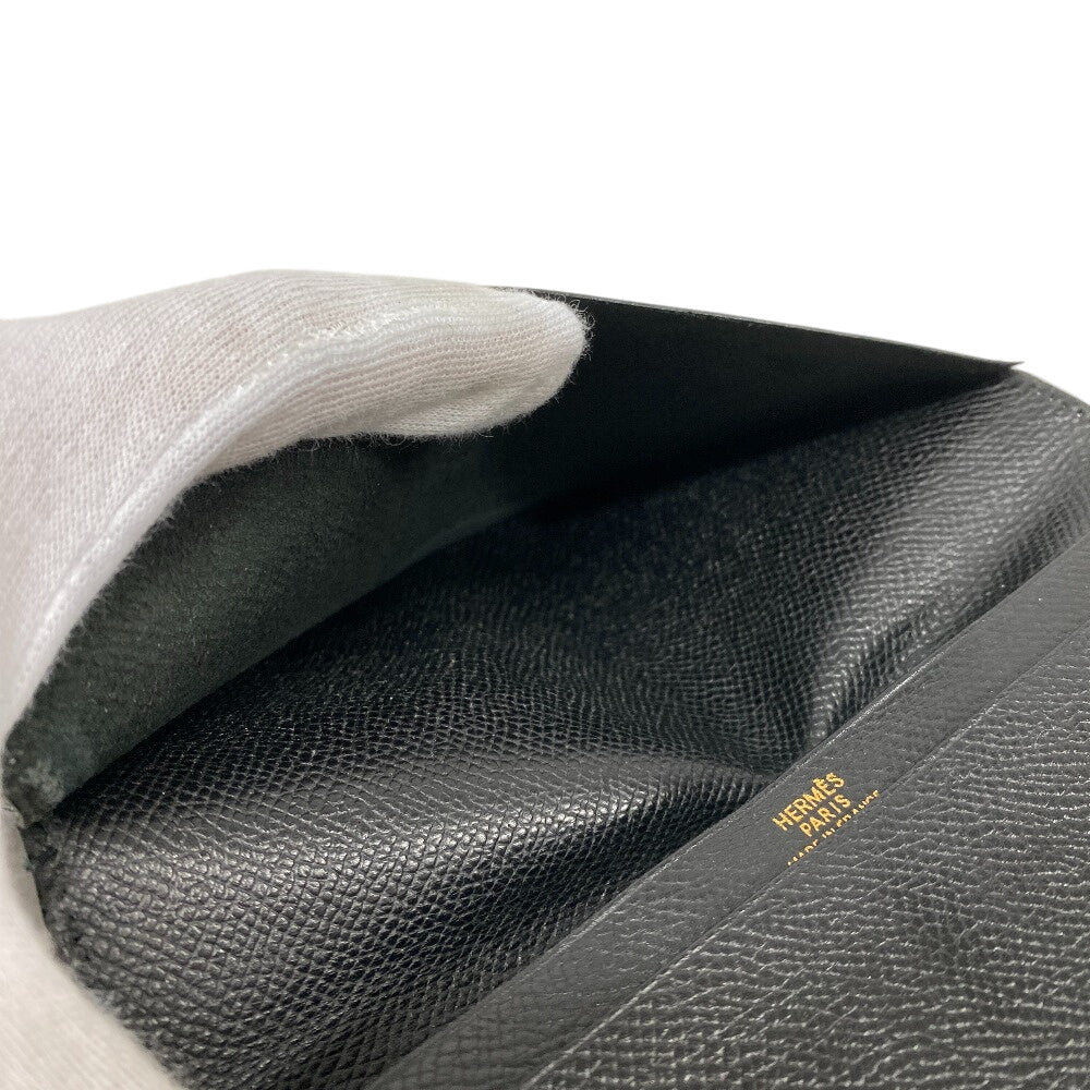 HERMES Bill Compartment leather black Ohsaka