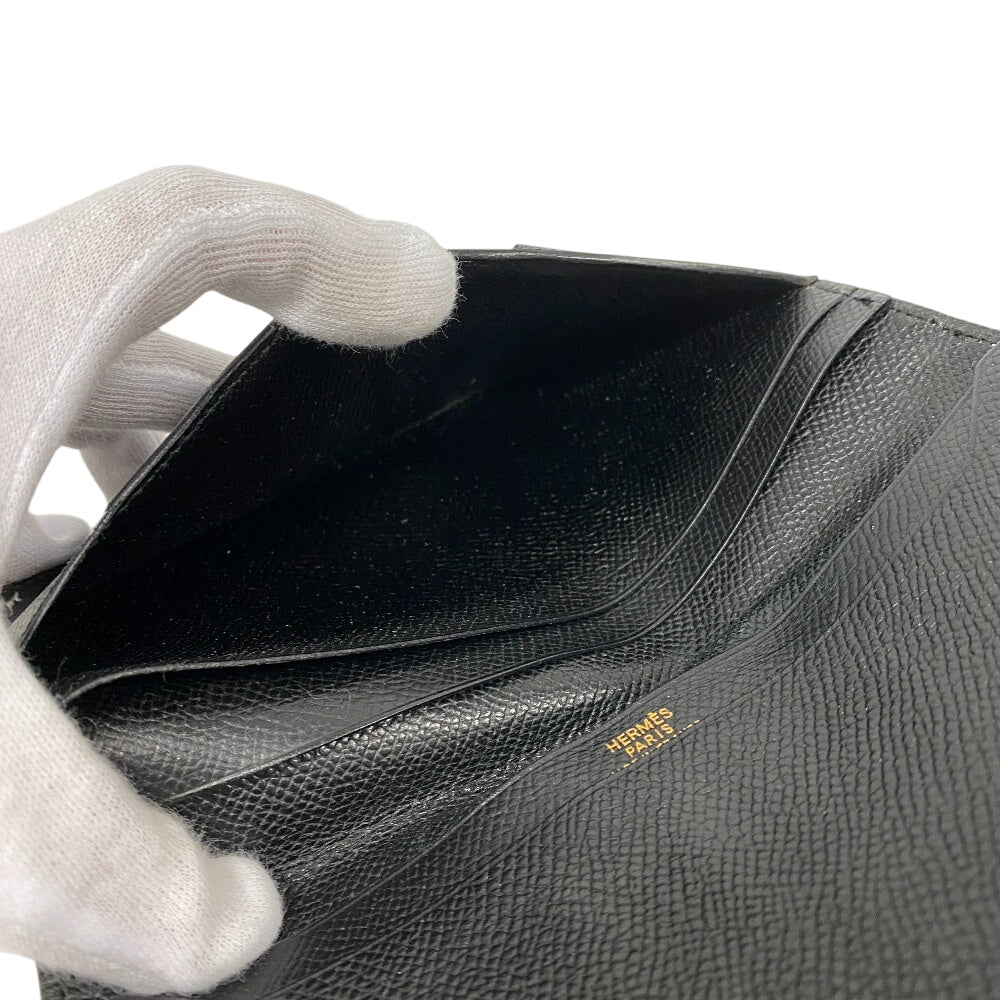 HERMES Bill Compartment leather black Ohsaka