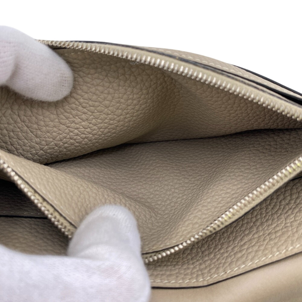 HERMES Long Wallet Purse leather beige Dogon GM