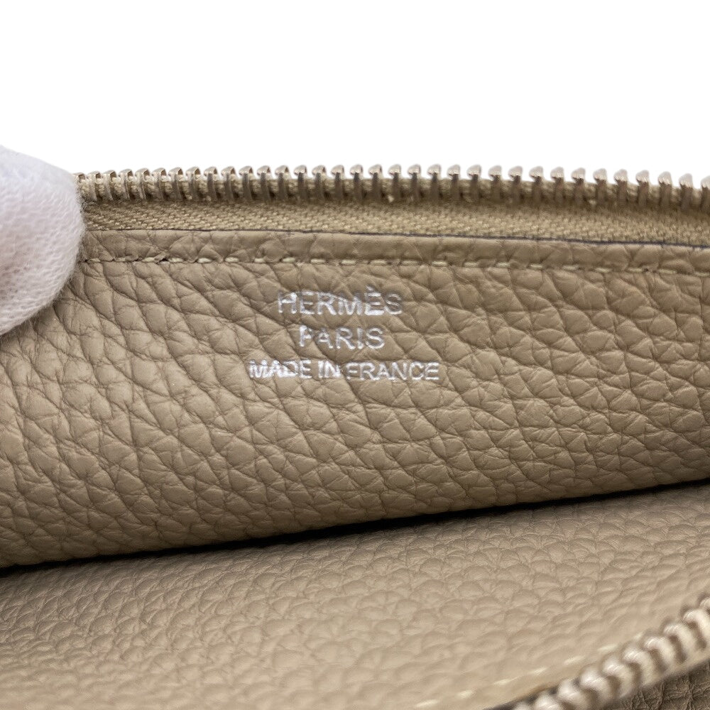 HERMES Long Wallet Purse leather beige Dogon GM