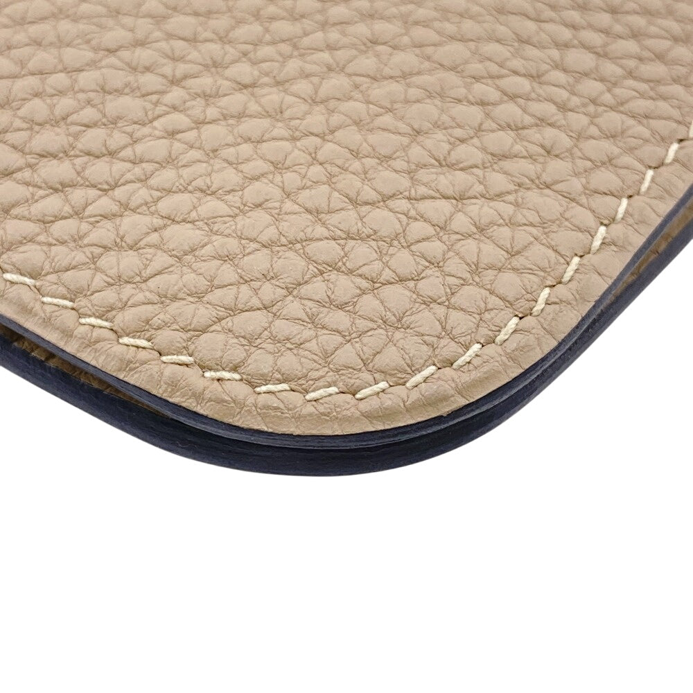 HERMES Long Wallet Purse leather beige Dogon GM