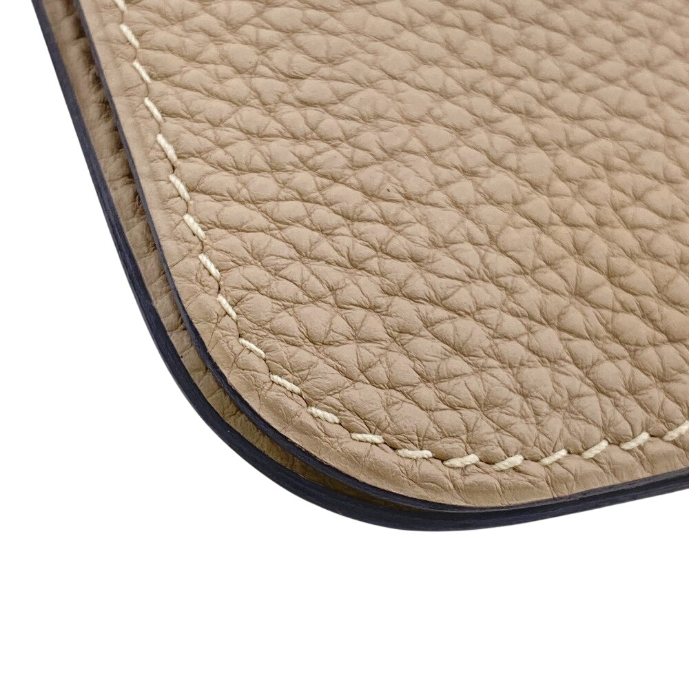 HERMES Long Wallet Purse leather beige Dogon GM