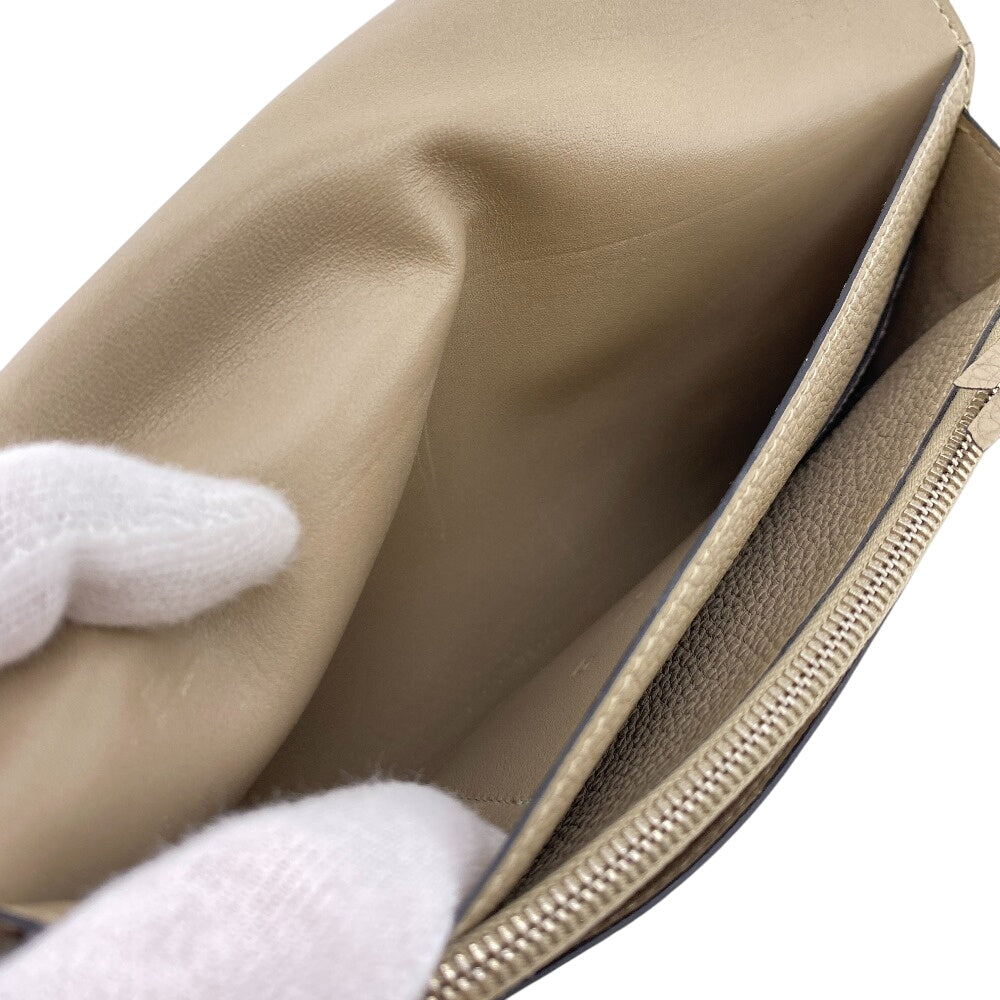 HERMES Long Wallet Purse leather beige Dogon GM