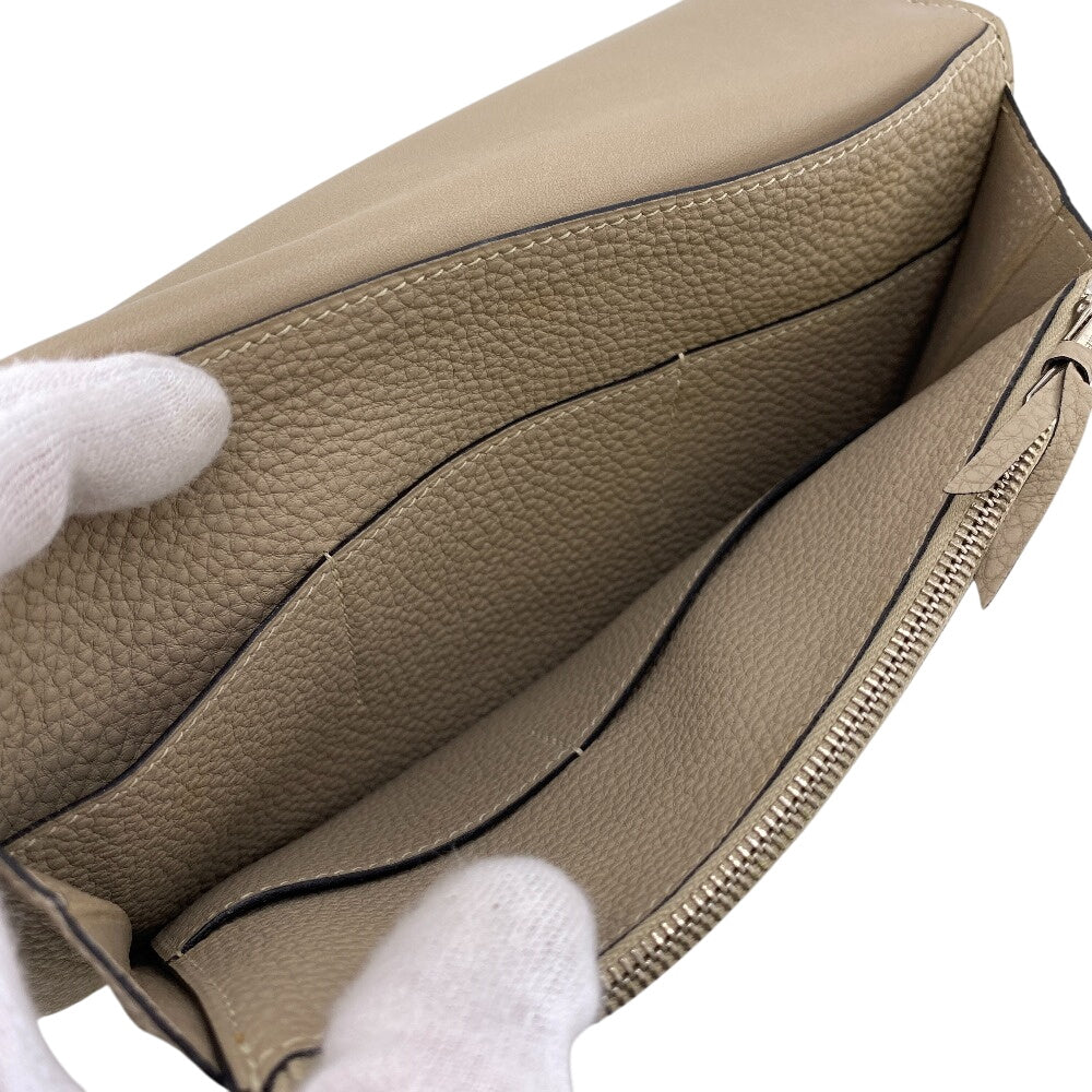HERMES Long Wallet Purse leather beige Dogon GM