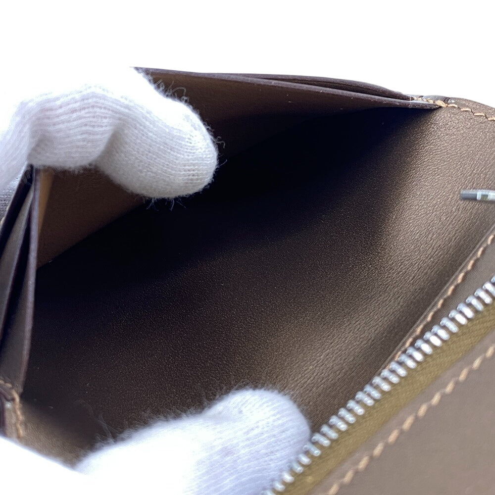 HERMES Bifold Wallet Calfskin Brown BEAN Compact